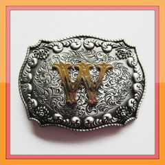 3-D INITIAL LETTER  » W  » RODEO COWBOY WESTERN BELT BUCKLE