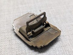 1950s vintage VERITHIN belt buckle « W » high school BRASS giant grip WESTERN