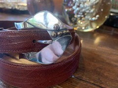 Pat Areias Sterling Silver 14K James Reid Style Belt Buckle 33-35-1.5-1”nu 🦎✅