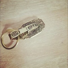 Pure brass solid patterned keychain handmade gift