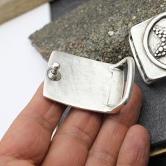 Rectangular Belt Buckle With Star Embossing Metal Western Retro Design