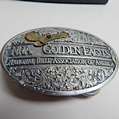 Vintage 1994 Golden Eagles NRA Pewter Belt Buckle Ltd Ed Rifle In Original Box