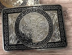 50 PESO BELT BUCKLE 4.5&Prime; GOLD & SILVER METAL WESTERN FASHION NEW #EH13097
