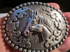 VINTAGE NACONA BELT BUCKLE TWO HORSES THEME – GW-13
