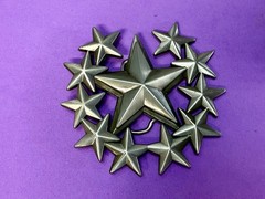 Eleven Five Pointed Star Cutout Silver Color Western Style LARGE Belt Buckle