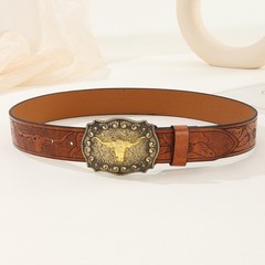 Longhorn Bull Belt Buckle Belt Vintage Western Belt Cowboy Belts For Men Western