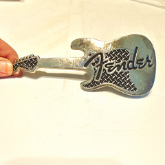 Fender silver guitar logo belt buckle metal antique finish fits 1.5&Prime; belt