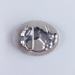 Vintage Style Two-Tone Silver Gold Plated Horse HorseShoe Oval Belt Buckle