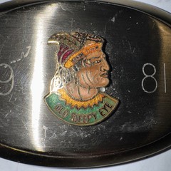 1981 Old Sleepy Eye Stoneware Vintage Rare Old Belt Buckle Fast Free-shipping