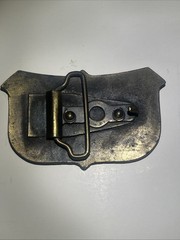 Vintage 1976 Oden Leather Design Brass CB Operator Belt Buckle Trucker Western