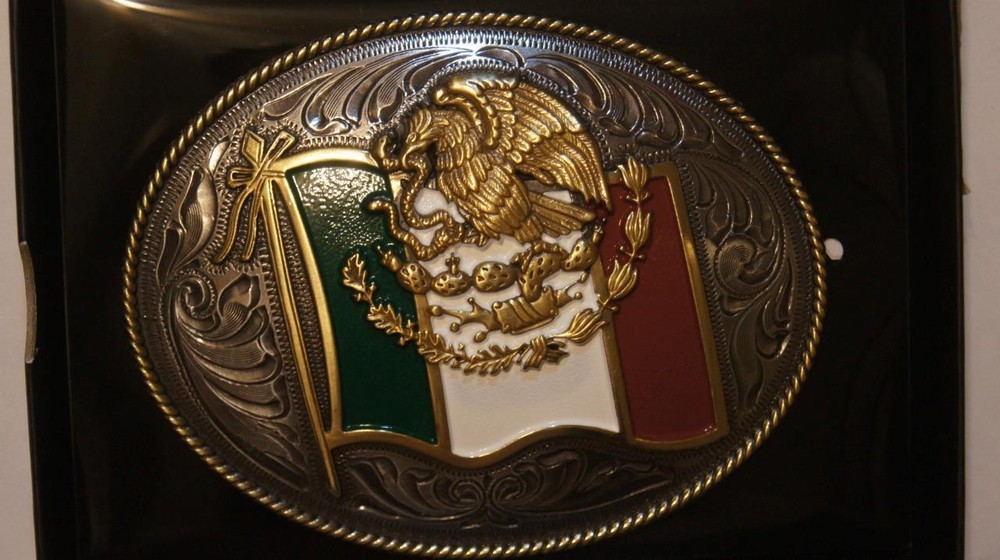 Ariat Western Oval Buckle Mexico Flag Silver A37024