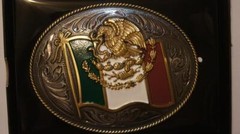 Ariat Western Oval Buckle Mexico Flag Silver A37024