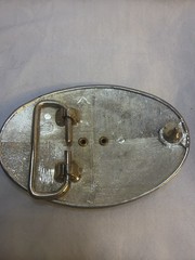 Silver Brown Western Oval Belt Buckle for Men Floral Stone Metal Rodeo Accent