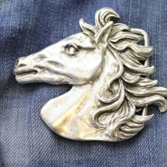 Belt Buckle Horse Head, Belt Buckle for Riders and Horse Fools Gold Antique
