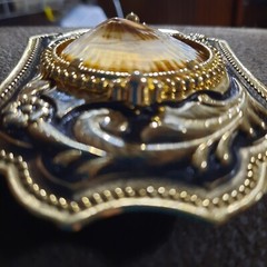 Gold Plated Belt Buckle with 25×18 Shell Cabochon 4&Prime;x3&Prime; 2 in belt