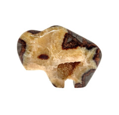 Large Polished Carved Septarian Nodule Crystal Calcite Buffalo Brass Belt Buckle