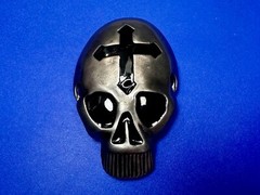 Skull Head with Iron Cross Gothic Vibe Motorcycle Biker Style 3D Belt Buckle