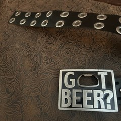 VTG 1999Bergamot GOT BEER Belt Buckle Numbered Bottle Opener Add In Studded Belt