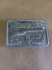 Vintage Winchester Repeating Arms Pewter Belt Buckle