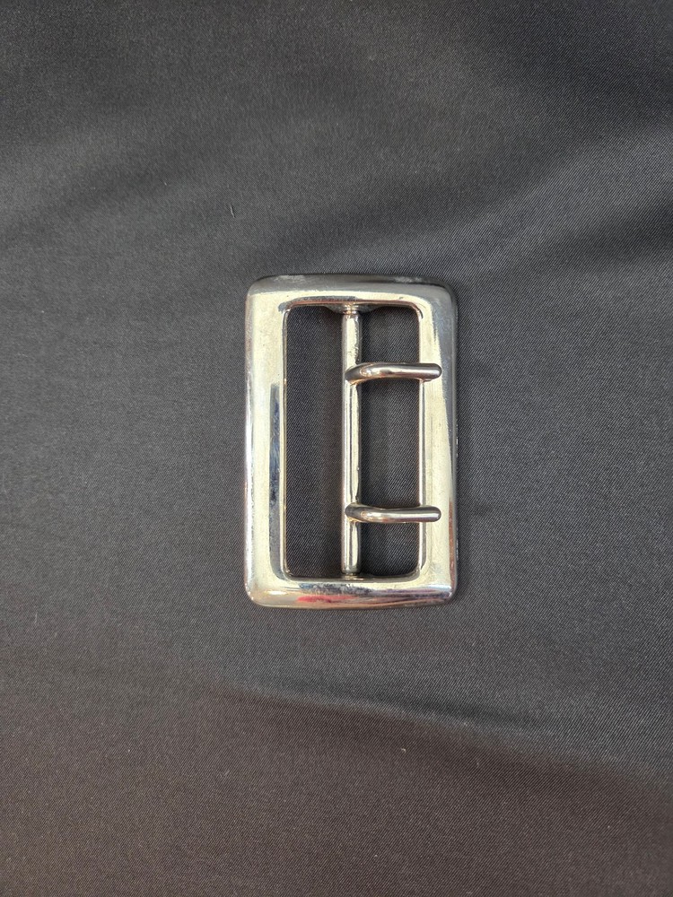Sam Browne Belt Buckle Double Prong USA Heavy Duty 1.75 Inch Silver Tone