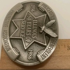 Illinois Policemens Benevolent Protective Assc. Belt Buckle 50 Years 1936-86