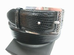 STERLING SILVER 925 BUCKLE WITH GENUINE LIZARD 1.5&Prime; BELT MADE IN U.S.A.