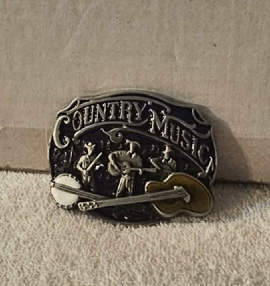 COUNTRY MUSIC BAND BANJO GUITAR COWBOY RODEO WESTERN BELT BUCKLE
