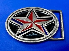 Moving Reversible Star (Red or Black) Belt Buckle by Heavy Metal Manufacturing
