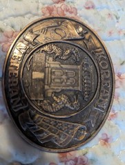 VTG Korean War Veteran Belt Buckle Dragons Flags USA Patriotic Cold War Temple