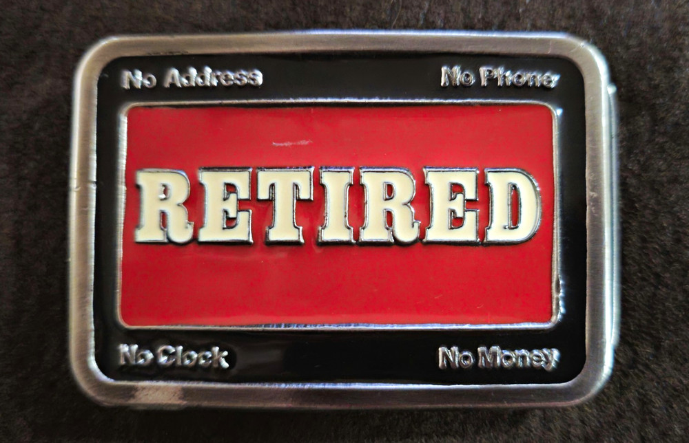Vtg 1980s Retired Belt Buckle No Clock No Address Money Phone Red Enamel #2359