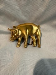 Vintage 1978 Baron Solid Brass Pig Belt Buckle