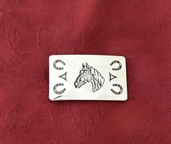 Chambers Belt Co Silver Tone Western Horse Belt Buckle Rectangular