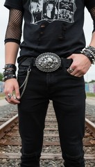 Men / Women Dark Silver Metal Belt Buckle Fashion Skeleton Skulls Pirate Bones