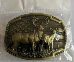 Men Gold Metal Belt Buckle Deer Nature Hunter Western Fashion Accessory