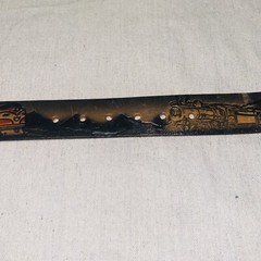 Vintage 1995 Bergamot Leather Embossed Train Belt Colored Railroad Buckle