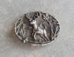 VINTAGE 1643 Brass Deer Buckle- THE GREAT AMERICAN BUCKLE CO- copyright 1986