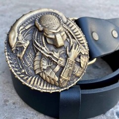 Mens Belt Buckle »ALIEN vs. PREDATOR » Solid Handmade Brass Buckle Vintage Viking