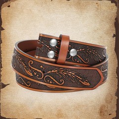JASGOOD Western Leather Belt Strap for Fits waist size 31&Prime;-35&Prime;, C-dark Brown