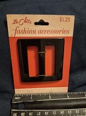 Vintage Le Chic Black Plastic Frame Belt Buckle Fits 1 in Belt Width