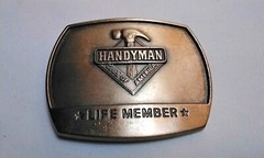 Belt Buckle Cast Brass Handyman Club of America Life Member 1996
