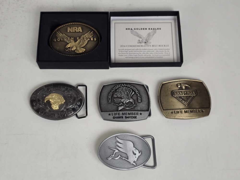 NRA GOLDEN EAGLES BELT BUCKLE – Flying Eagle – HANDYMAN Life Member Meritor CYA