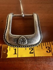 Vintage Ariat Western rope style Belt Buckle Silver Toned Rope Edge 2006