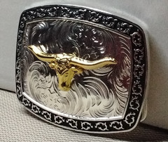 Long Horn Bull Western Cowboy Belt Buckle Hebilla Vaquera