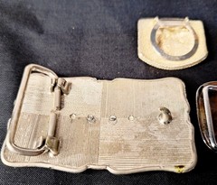 2 Vintage Cowboy Belt Buckles (Road Runner and Saddle) & Bolo Tie clasp / clip