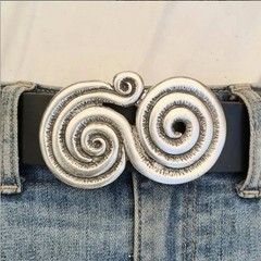 Spiral Belt Buckle in Antique Silver, Artisan Interchangeable Buckle