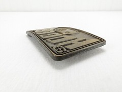 Brass Hog Belt Buckle Charles City Iowa Salsbury Laboratories Farmer Cowboy VTG