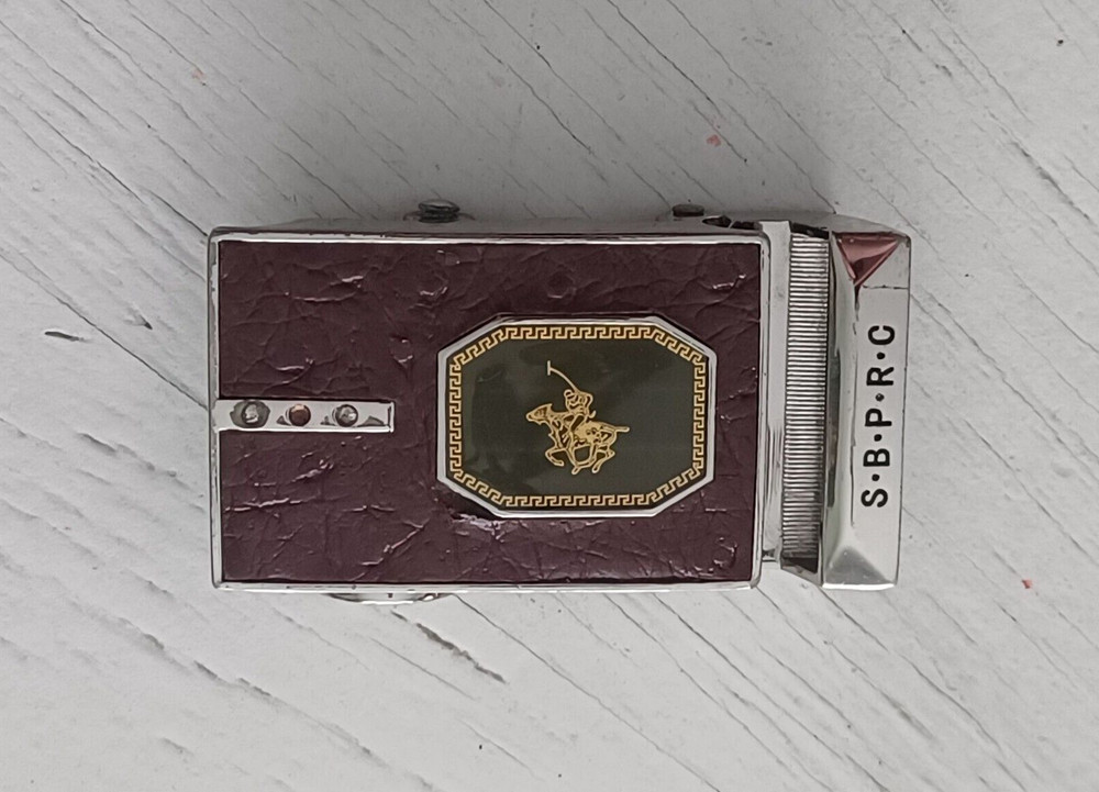 Santa Barbara Polo and Racquet Club Belt Buckle SBPRC Maroon Leather Silver Tone