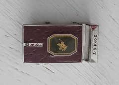 Santa Barbara Polo and Racquet Club Belt Buckle SBPRC Maroon Leather Silver Tone