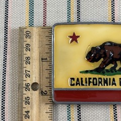 California Republic Belt Buckle Mens One Size Yellow Bear Flag Metal Western