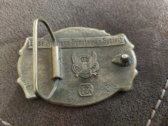 Bass Anglers Sportsman Society Vintage Brass Belt Buckle Made In USA Fast Ship